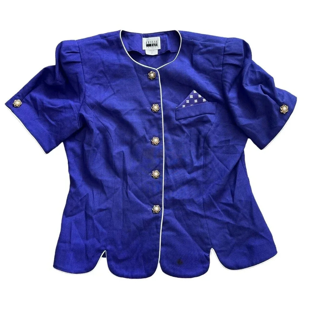 Leslie Fay Purple Blazer with Pocket Square 10 - Picture 1 of 5